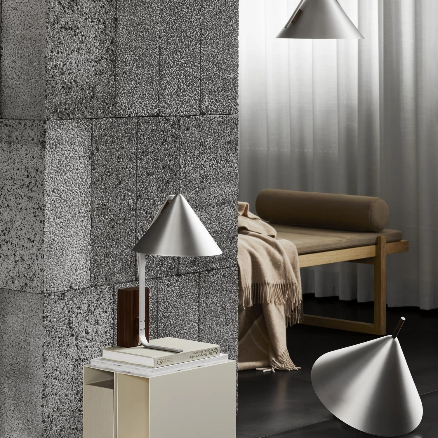 Kristina Dam Studio Cone Table Lamp Brushed Aluminum & Walnut 6 Kristina Dam Studio Cone Table Lamp Brushed Aluminum & Walnut - Image 4