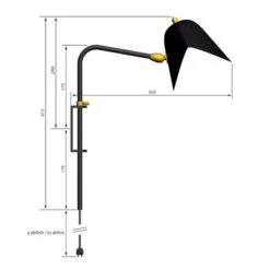 Serge Mouille Applique Antony 1 Wall Lamp Black & Brass 7 Serge Mouille Applique Antony 1 Wall Lamp Black & Brass -Teddyssmith shop Antony Wall lampe Stregtegning p