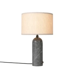 GUBI Gravity Table Lamp Gray Marble And Canvas Shade Small