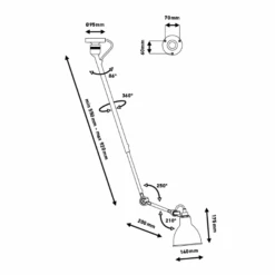 Lampe Gras N302 Ceiling Lamp Mat Black & Raw Copper/white -Teddyssmith shop Lampe Gras N302 Stregtegning p