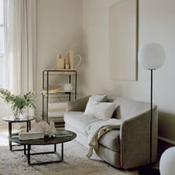 NEW WORKS Lantern Floor Lamp With Black Stem & Frosted White Opal Glas -Teddyssmith shop New works lantern floor lamp miljoe p