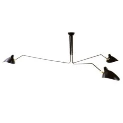Serge Mouille Plafonnier 3 Ceiling Light Black & Brass