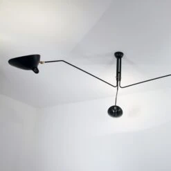 Serge Mouille Plafonnier 3 Ceiling Light Black & Brass -Teddyssmith shop Serge Mouille 3arm Loftlampe miljoe1 min p