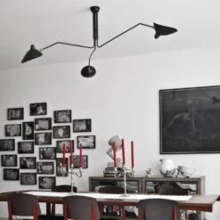 Serge Mouille Plafonnier 3 Ceiling Light Black & Brass -Teddyssmith shop Serge Mouille 3arm Loftlampe miljoe2 min p