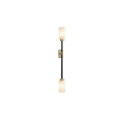 Bert Frank Farol Single Wall Lamp Dark Bronze/ Opal Glass With Brushed Brass Detail