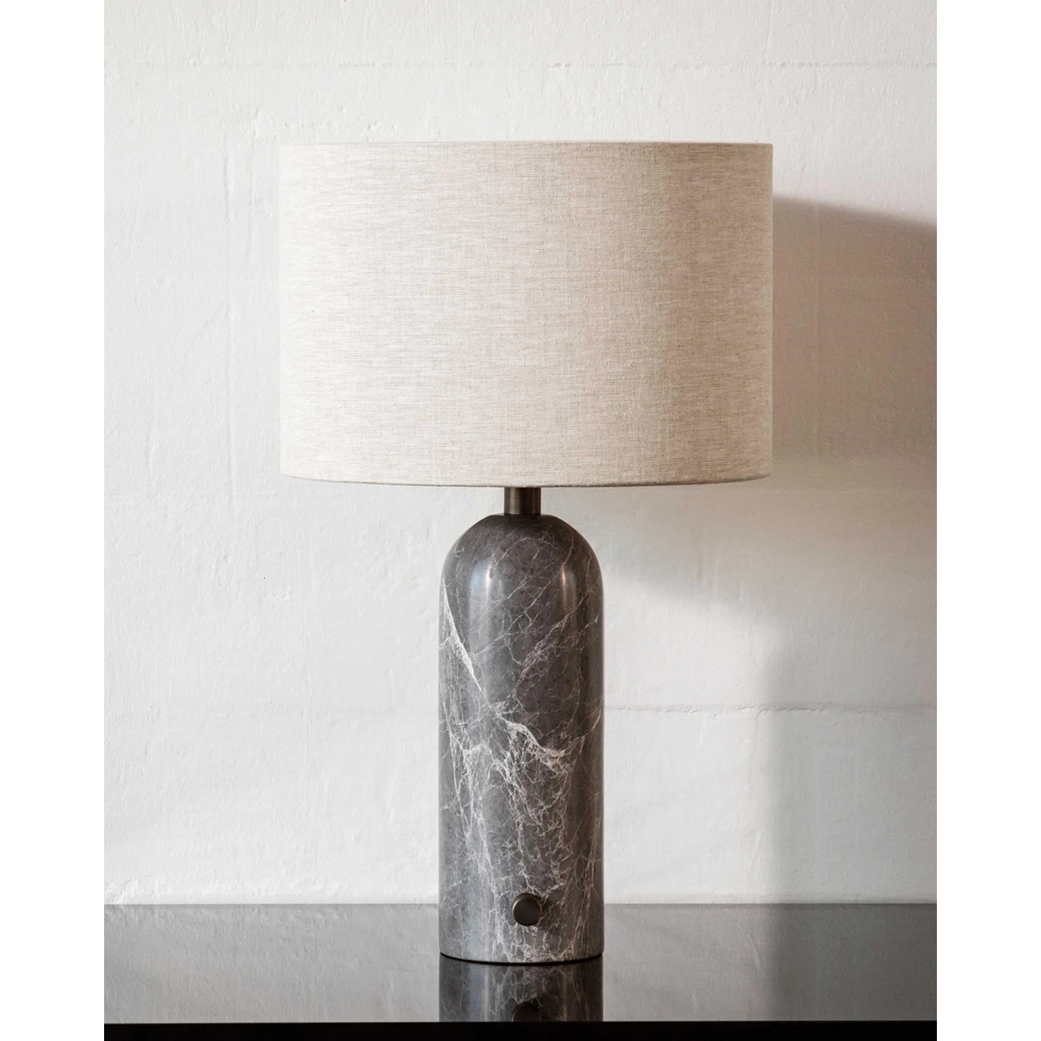 GUBI Gravity Table Lamp Gray Marble And Canvas Shade Small 4 GUBI Gravity Table Lamp Gray Marble And Canvas Shade Small - Image 2