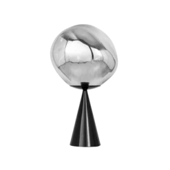 Tom Dixon Melt Cone Fat Table Lamp Silver -Teddyssmith shop melt cone fat table 25cm silver led side off noshadow p