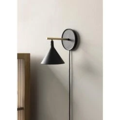 Audo Cast Sconce Wall Lamp M. Diffuser Black -Teddyssmith shop menu cast sconce wall lamp w diffuser 2 p