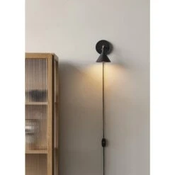 Audo Cast Sconce Wall Lamp M. Diffuser Black -Teddyssmith shop menu curiosity cabinet cast sconce wall lamp w diffuser 2 p